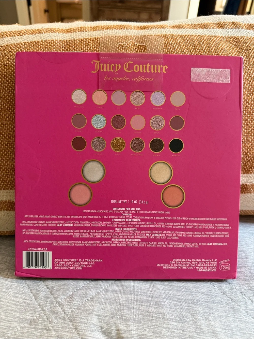 Juicy Couture Pink Velour Cosmetic Neutrals Case with Embroidered Logo